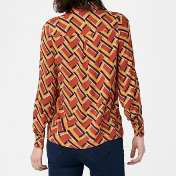 Nwt Just Fab 2x Retro bow top blouse long sleeve - Picture 2 of 4